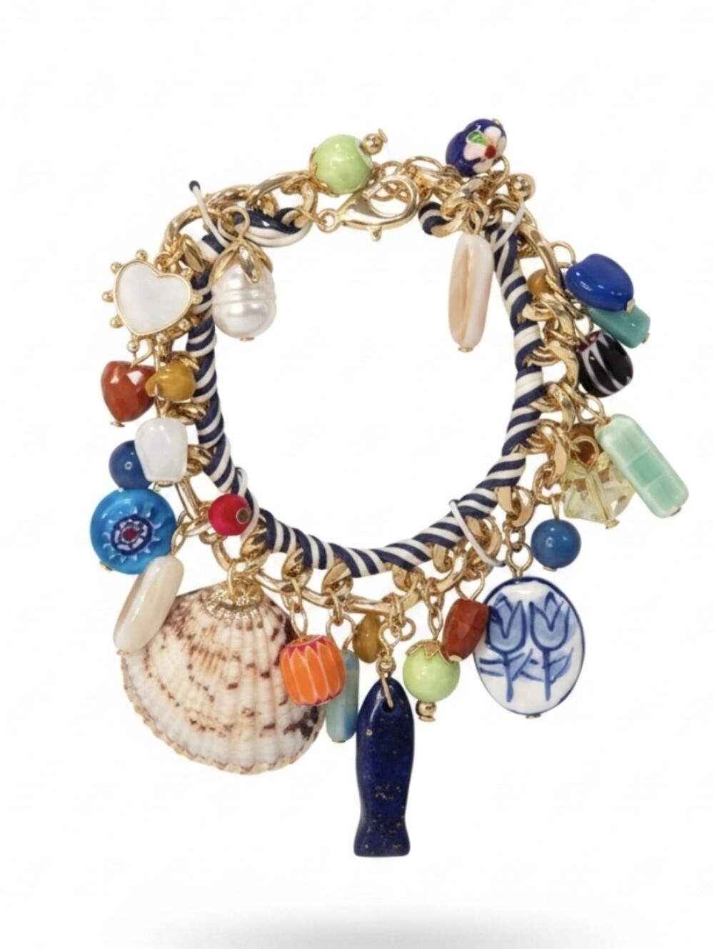 💙▪️Atterri ▪️genuine Shell & Semi Precious Stone 7in  Bracelet